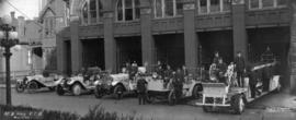 [Men and vehicles at] No. 2 Hall [on Seymour Street] , Vancouver Fire Dept., May 1, 1919
