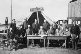 Mayor, Council and City officials assembled in front of tent