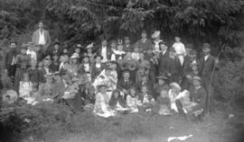 [Mount Pleasant Presbyterian Church summer camp group assembled at Greer's Beach (Kitsilano Beach...