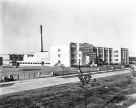 [Exterior of Vancouver Technical School at the corner of East Broadway and Clinton (Penticton) St...