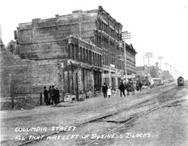 Columbia Street. All that was left of business blocks [after fire of September 10, 1898]