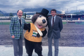 Mayor Harcourt, Tillicum and Centennial commissioner Michael Francis at Hastings Racecourse