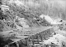 [Partially constructed wooden platform for Buntzen Lake Power Plant number one]