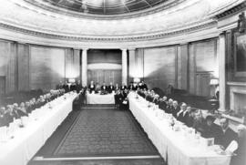 [Surviving electors of the first civic election at a banquet in the Oval Room in the Hotel Vancou...