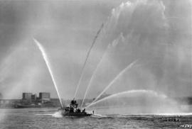 [Demonstration of Vancouver's first fire boat "J.H. Carlisle"]