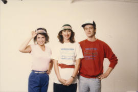 Karen Neveu, Kerri Groves and unidentified man model Centennial merchandise