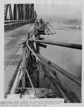 Detail of damage done to the 300 foot span by the S.S. Norwich City : April 24, 1929