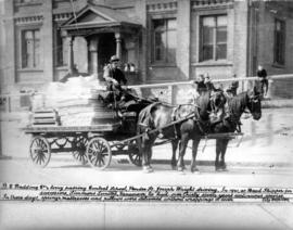 [B.C. Bedding Company's lorry in front of Central School, Pender Street]
