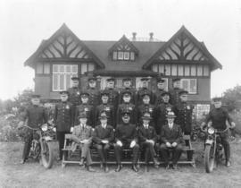 [Police and Commissioners in front of the Point Grey Municipal Hall]