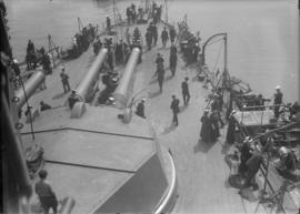 On the deck of H.M.S. "New Zealand". View from above.