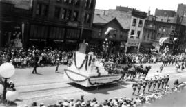[The Vancouver Exhibition float in the Dominion Day Parade]