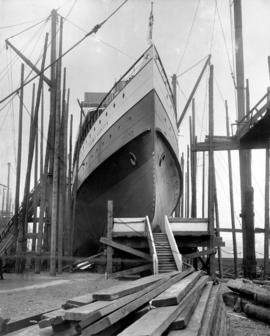 [C.P.R. "Princess Charlotte" in dry dock before launching]