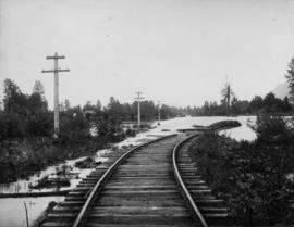 Flooding over railroad tracks