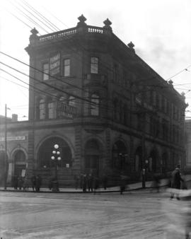 [Building at corner of Richards and Hastings Streets, housing the Bank of British Columbia and Pi...