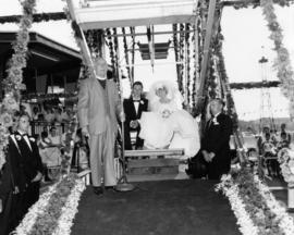 B. Baddeley and J. Terry married by United Church Minister Rev. L. Dixon on P.N.E. Happyland Ferr...