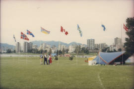 Scandinavian Festival flags and stage at Vanier Park