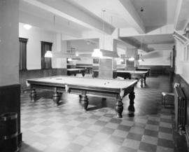 Interior view of billiards room in the Martin Hotel, Ocean Falls