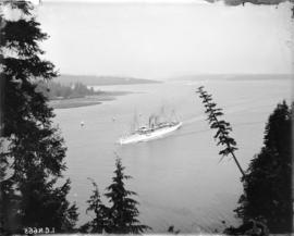 [The C.P.R. Royal Mail steamship "Empress of India" passing through First Narrows at Pr...