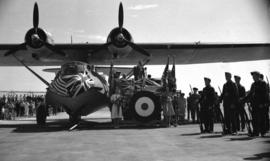 [Launch of first PBY Catalina produced at the Sea Island Boeing plant]