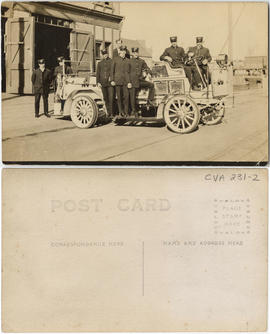 Fire wagon driver Joseph Newton and other firemen at Station No. 3