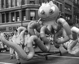 [An octopus float]