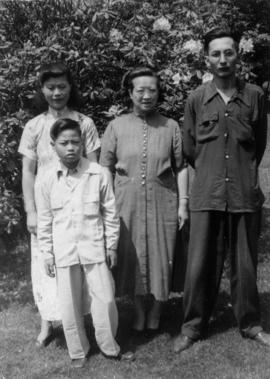Gum May Yee, son Guy, Lillian Ho Wong, and Wilgene Wong in Vancouver