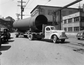 [Large boiler on a truck at Vancouver Iron Works Ltd.]
