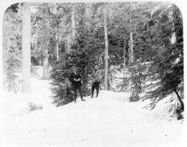 [Arthur Tinniswood Dalton with a man, possibly his father on the] plateau on Grouse Mountain