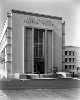 Exterior view of front entrance to the Jean Matheson Memorial Pavilion at Shaughnessy Hospital