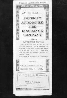 [Copy of a] Roy Insurance Company Policy [American Auto Fire Insurance Company, Johnson and Higgens]