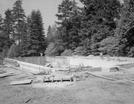 Canadian Forest Products - swimming pool, North Vancouver, showing plywood forms