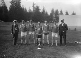 Caledonian Games ["Elks" team with trophy]