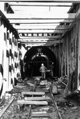 Highbury tunnel with workers