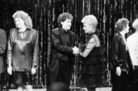 Ruth Nichol, Jeff Hyslop, Mitzi Gaynor and Aida Broadbent on stage at the Arts Club