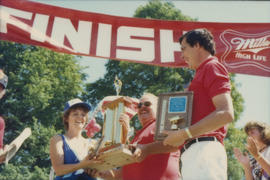 Award presentation at finish line