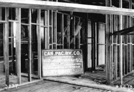 [Construction progress photograph of the CPR S.D & P.C. Dept. warehouse]