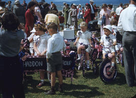 Parade, Haddon Play Group children on tricycles and spectators