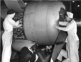 Women go to work at the Sea Island plant of Boeing aircraft to help build Catalina PB4s