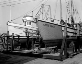 [The "Annie Tuck" and "B.C. Clipper" in dry dock]