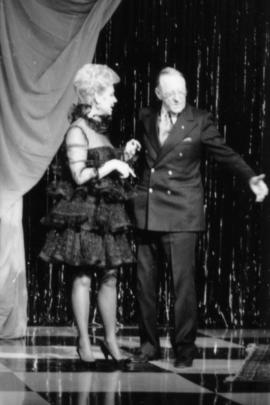 Hugh Pickett and Mitzi Gaynor on stage at the Arts Club