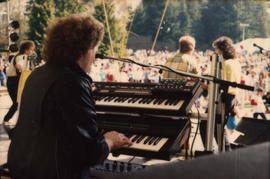 Keyboardist performing on stage