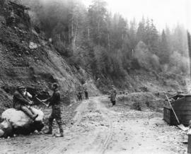 [Clearing the road after the Seymour Creek washout]