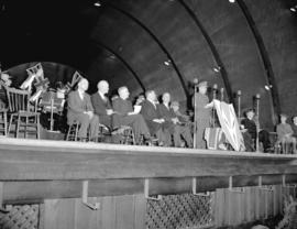 Speakers platform [for Victory Bond parade at] Malkin Bowl