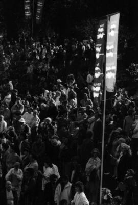 Crowd assembled near City of the Century banner