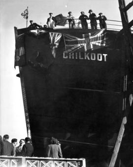 Ceremony platform [for S.S. "Chilkoot" (II) launching at Victoria Machinery Depot]