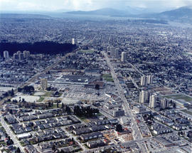 [Aerial view looking west over Burnaby towards Vancouver]