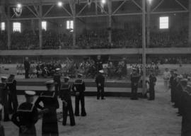 Vancouver Exhibition, Elks Day, Aug. 31 - Sep. 6, 1933 - Horseshow building [Sailors in front of ...