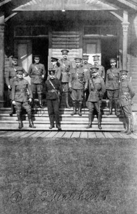 [Officer group portrait including Major Matthews at Work Point School, Esquimalt]