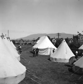 [3rd Battalion, Royal Columbian Regiment camp at C.P.R. Park on Granville and Georgia Streets]