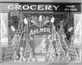 Brown's Grocery Aylmer [canned vegetable] display